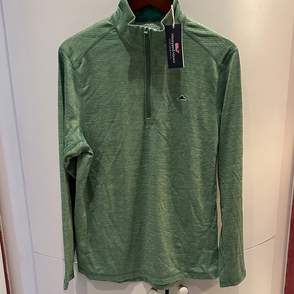 Vineyard Vines Men's Green Lightweight Quarter-Zip Performance Jacket , M, new
